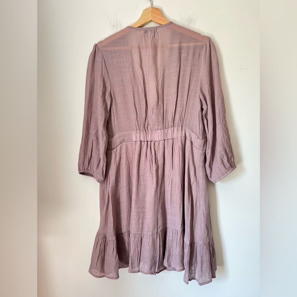 Baltic Born Amelia Boho Mini Dress Dusty Lavendar Gauzy Spring Romantic Chic - Picture 12 of 13